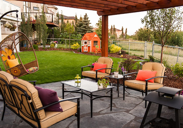Calgary landscape design with patio and a country feel