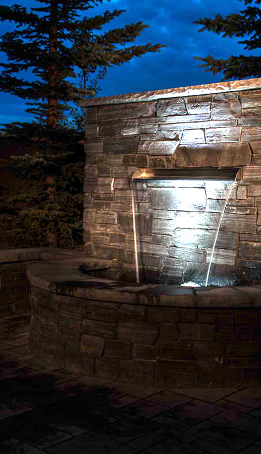 stone water feature in Calgary